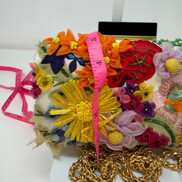 Alice + Olivia Floral Embroidered Clutch with Gold Chain - Picture 10 of 13